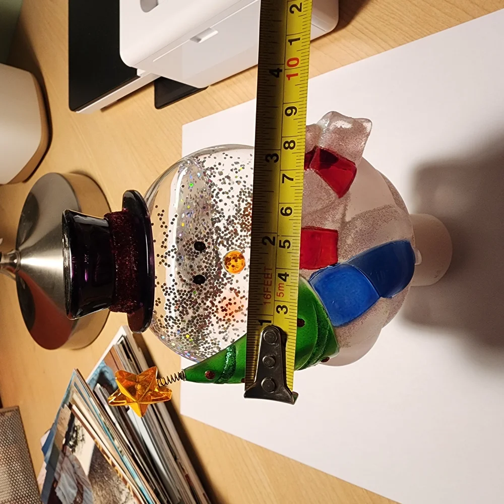 Festive Snowman Glass Plug In That Lights Up 3 1/2 Inches X 6 Inches